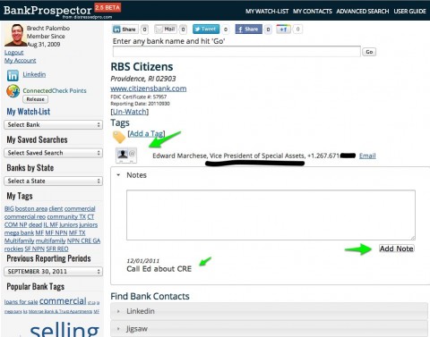 track contacts an opportunities within BankProspector