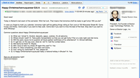 rapportive-in-email Screenshot of rapportive.com in my gmail for prospecting